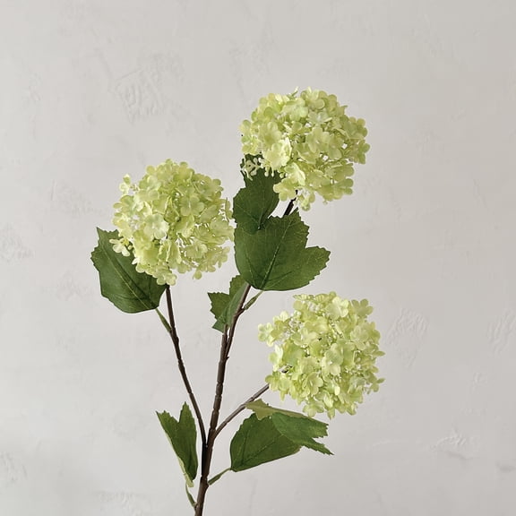 Xiao Hua Green 3-Head Simulated Snowball Flower -2 Pieces, 30.31 * 3.15 Inches, Bendable Metal Wire Flower Stem, Vase Decoration Artificial Flowers, Diy Bouquet Decoration