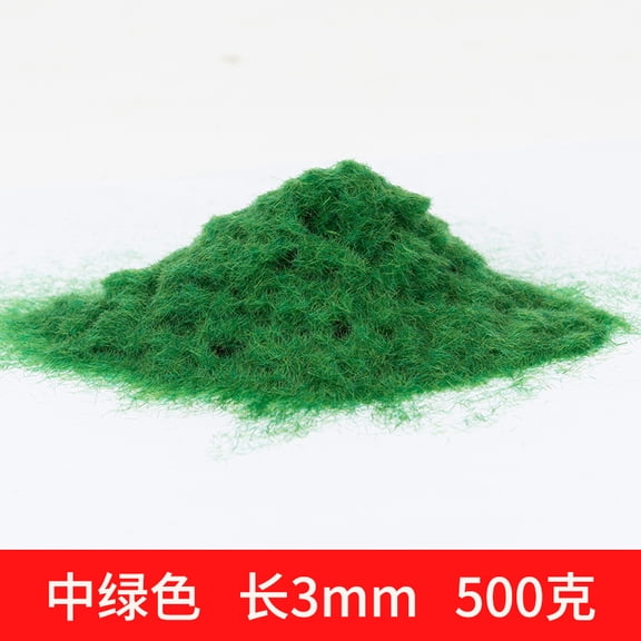 Xiao Hua Green Artificial Sand Table Model Static Grassland Powder -500G, About 3mm Long, Suitable For Diy Simulation Moss, Micro Landscape Terrain Building Layout Model Grass Powder
