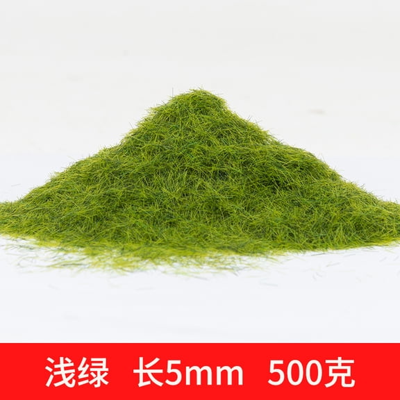 Xiao Hua Green Artificial Sand Table Model Static Grassland Powder -500G, About 5mm Long, Suitable For Diy Simulation Moss, Micro Landscape Terrain Building Layout Model Grass Powder
