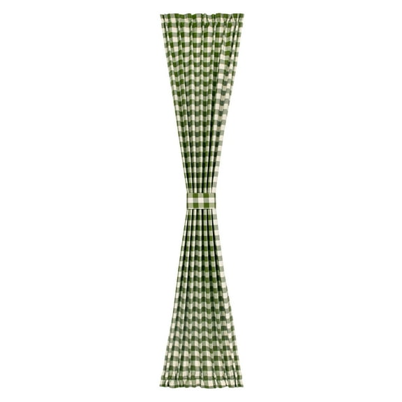 Xiao Hua Green and White Buffalo Check Door Window Curtain with Tieback Rod Pocket Farmhouse Sidelight Curtains for Glass Door Patio Front Door, 1 Panel (Green White,25"x40")