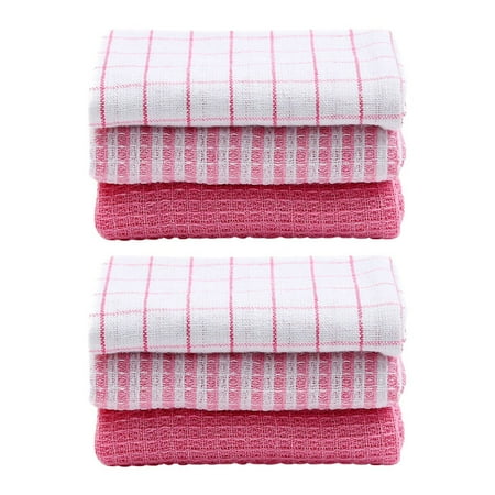 Xiao Hua Kitchen Towels Cute Kitchen Cloth Striped Cotton Cloth Absorbent Cloth Pink, 2 sets