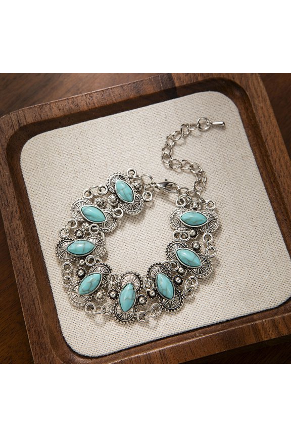 Light Blue Retro Ethnic Style Bracelet -1 piece, adjustable cuffs, niche, unique and exquisite bracelet, suitable for daily wear, holiday party bracelet, retro ethnic style design