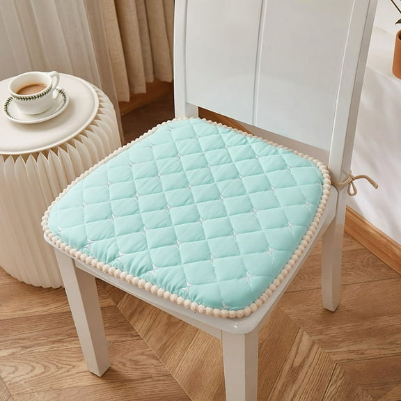 Xiao Hua Light Blue checkered pattern dining chair cushion -2 pieces, 17.72 16.93 inches, non slip bottom, reinforced corner tie, suitable for restaurant and kitchen decoration