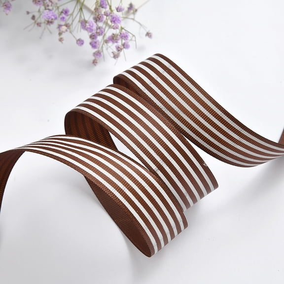 Xiao Hua Light Brown Stripe Ribbon 0.98 inches x 50 yards long - Monochrome Retro Stripe Ribbon, Used for Gift Packaging, Wedding Decoration, and Party Craft Decoration, 1 piece