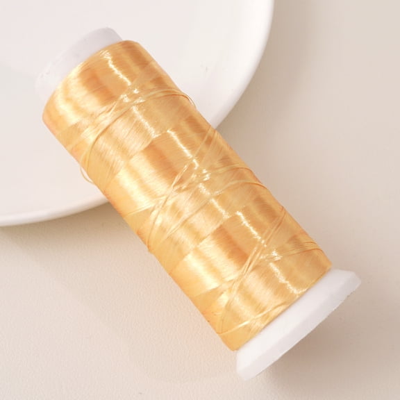 Xiao Hua Light Gold Embroidery Thread -1 Roll, 1312.34Yd Long, Polyester Velvet Thread, Used For Hand Embroidery, Bead Thread, And Various Diy Crafts Decorative Stitching