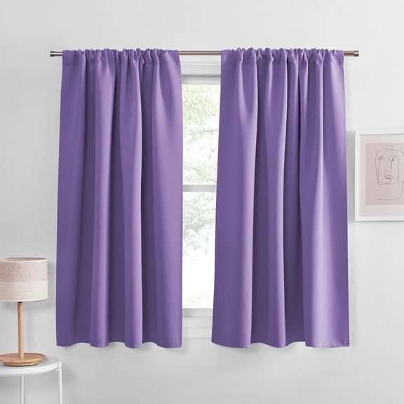 Xiao Hua Light Purple blackout curtains - solid color insulated curtains, bedroom blackout curtains/curtains (1 piece, 42 inches wide, 63 inches long)
