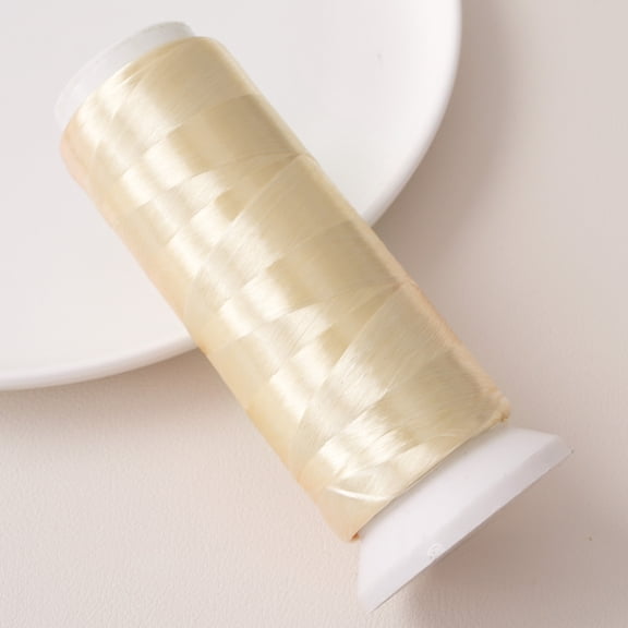 Xiao Hua Light Yellow Embroidery Thread -1 Roll, 1312.34Yd Long, Polyester Velvet Thread, Used For Hand Embroidery, Bead Thread, And Various Diy Crafts Decorative Stitching