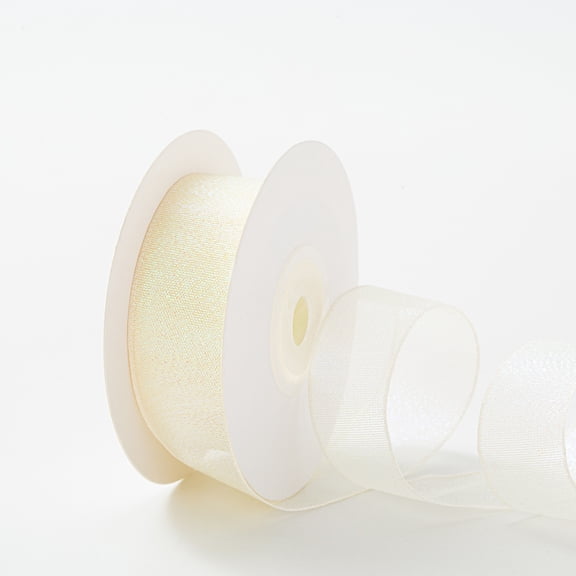 Xiao Hua Light Yellow Transparent Ribbon, 2 pieces 1.57 inches wide, 10 yards long - Craft Ribbon, Gift Packaging Transparent Ribbon, and Bouquet Ribbon