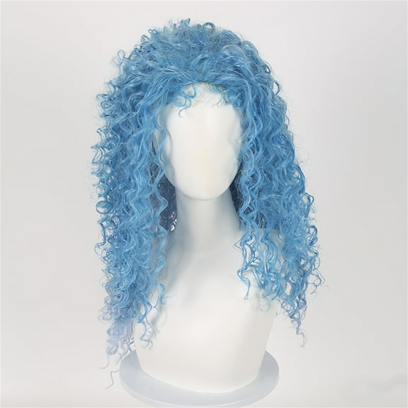 Xiao Hua Long blue Curly Costume Wigs Synthetic Curly Wig Costume wig Heat Resistant fiber 26inces for women Costume,