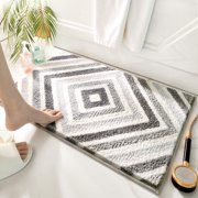 Xiao Hua Luxury Bathroom Rug Mat, Extra Soft and Absorbent Microfiber Bath Rugs, Non-Slip Plush Shaggy Bath Carpet, Machine Wash Dry, Bath Mats for Bathroom Floor,Diamond - Grey
