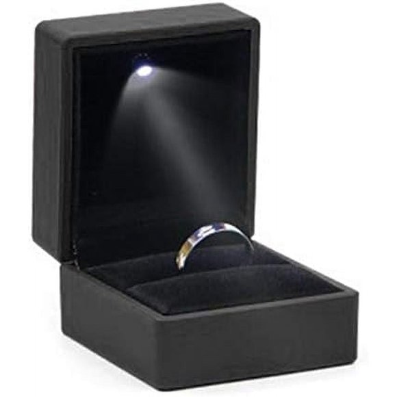 Luxury Jewelry Box LED Bracelet Necklace Ring Box Square Elegant Ring Case Velvet Necklace Pendant Bracelet Jewelry Gift Box LED Light for Jewelry Display Wedding Engagement Valentine's Day