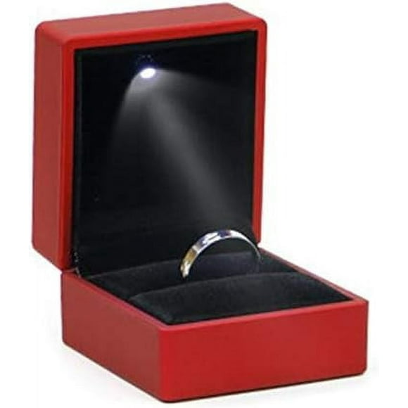 Luxury Jewelry Box LED Bracelet Necklace Ring Box Square Elegant Ring Case Velvet Necklace Pendant Bracelet Jewelry Gift Box LED Light for Jewelry Display Wedding Engagement Valentine's Day