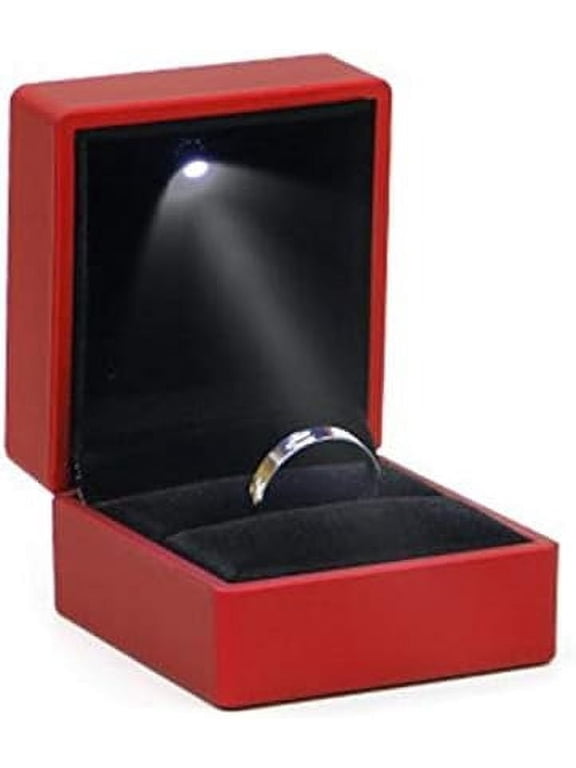 Luxury Jewelry Box LED Bracelet Necklace Ring Box Square Elegant Ring Case Velvet Necklace Pendant Bracelet Jewelry Gift Box LED Light for Jewelry Display Wedding Engagement Valentine's Day