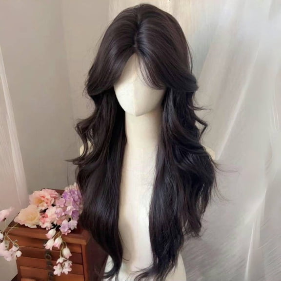 Xiao Hua Medium length Ripple Wig Head Cover, 1 heat-resistant synthetic wig, Bohemian chic curly hair, protective wig, refined wigblack
