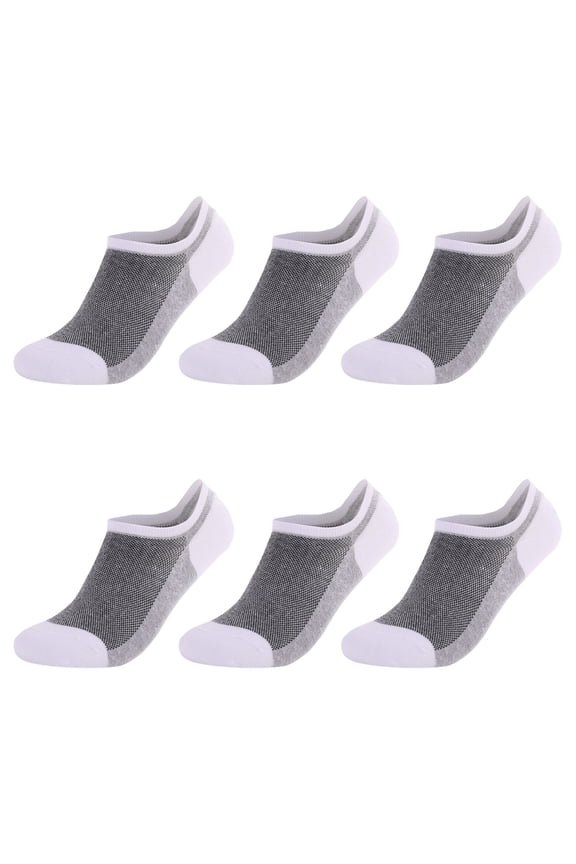Men's Invisible Socks 6-pack Low cut Cotton Socks Anti slip Short Socks, Breathable Mesh Short Socks, Size 5.5-8.5, White