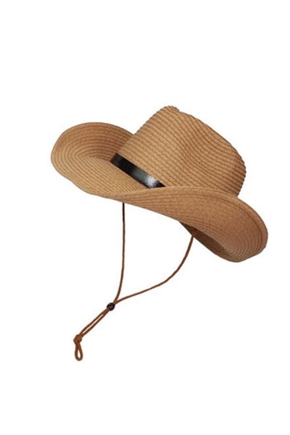 Men's Wide Edge Hat Summer Beach Straw Sunshade Soft Edge Foldable Adult Hat, 1 Piece (Khaki)