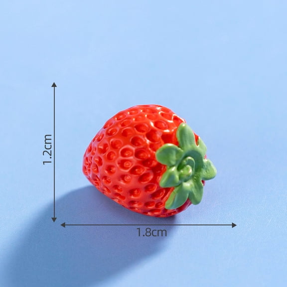 Xiao Hua Miniature Landscape Mini Artificial Fruit, 15 Pieces, 0.71  0.47 Inches, Hand-Drawn Mini Resin Strawberry Models, Dollhouse Kitchen Decoration & DIY Micro Landscape Ornaments