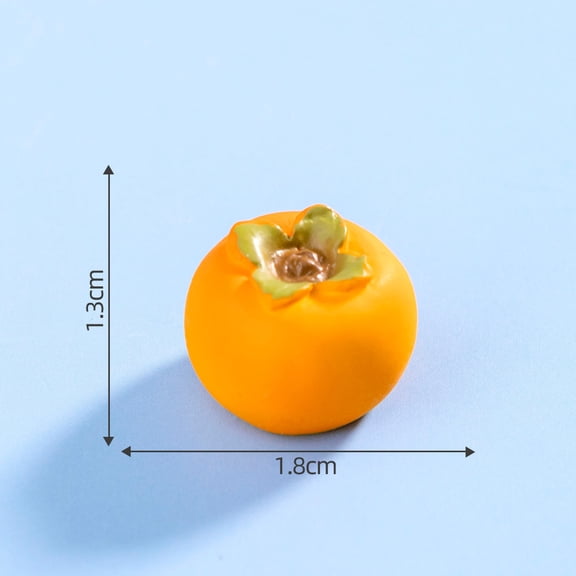 Xiao Hua Miniature Landscape Mini Artificial Fruit, 15 Pieces, 0.71*0.51 Inches, Hand-Drawn Mini Resin Persimmon Model, Ideal for Dollhouse Kitchen Decoration and DIY Micro Landscape Ornaments