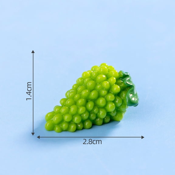 Xiao Hua Miniature Landscape Mini Artificial Fruit -15 Pieces, 1.1 * 0.55 Inches, Hand Drawn Mini Resin Green Grape Model, Simulating Kitchen Decoration And Diy Micro Landscape Ornaments