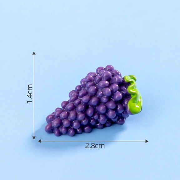 Xiao Hua Miniature Landscape Mini Artificial Fruit -15 Pieces, 1.1 * 0.55 Inches, Hand Drawn Mini Resin Purple Grape Model, Simulating Kitchen Decoration And Diy Micro Landscape Ornaments
