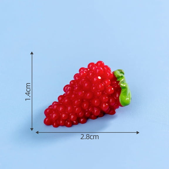Xiao Hua Miniature Landscape Mini Artificial Fruit -15 Pieces, 1.1 * 0.55 Inches, Hand Drawn Mini Resin Red Grape Model, Simulating Kitchen Decoration And Diy Micro Landscape Ornaments