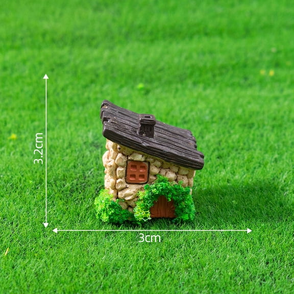 Xiao Hua Miniature Resin House Statues - 6-Piece Set, 1.18" Wide x 1.26" High, Miniature Landscape Hand-Painted Resin House Crafts, For Flower Bonsai and DIY Craft Projects