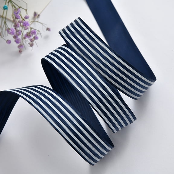 Xiao Hua Navy Blue Stripe Ribbon 0.98 inches x 50 yards long - Monochrome Retro Stripe Ribbon, Used for Gift Packaging, Wedding Decoration, and Party Craft Decoration, 1 piece