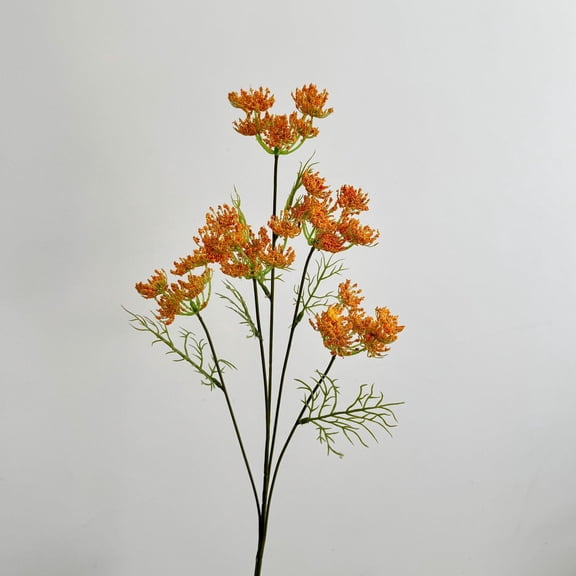 Xiao Hua Orange Artificial Lace Flower -3 Pieces, 33.07 Inches Long, Exquisite Lace Shaped Feather Fan, Living Room Vase Bouquet Filling, Home Office Decoration Fake Flower,