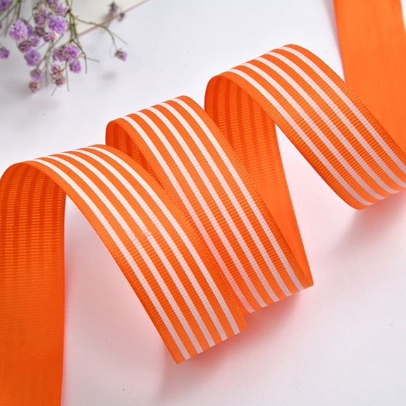 Xiao Hua Orange Stripe Ribbon 0.98 inches x 50 yards long - Monochrome Retro Stripe Ribbon, Used for Gift Packaging, Wedding Decoration, and Party Craft Decoration, 1 piece