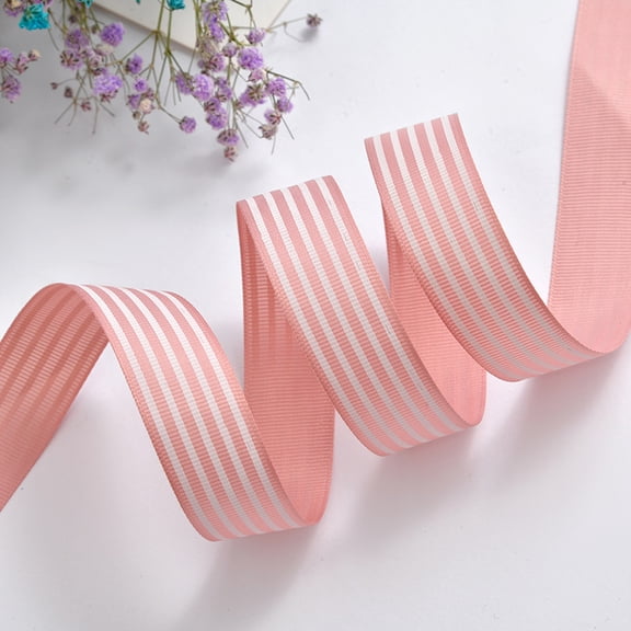 Xiao Hua Pink Stripe Ribbon 0.98 inches x 50 yards long - Monochrome Retro Stripe Ribbon, Used for Gift Packaging, Wedding Decoration, and Party Craft Decoration, 1 piece