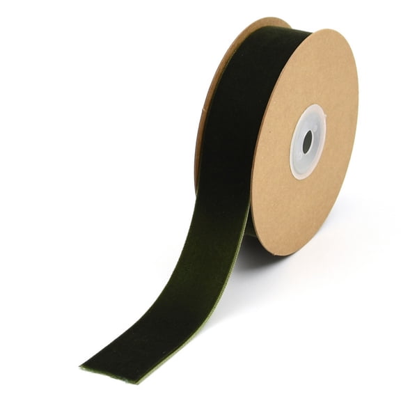 Xiao Hua Plush Ribbon -2 pieces of green 0.98in wide, size 5 long, single-sided velvet Christmas ribbon, gift wrapping ribbon, and holiday decoration plush ribbon