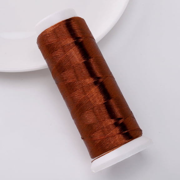 Xiao Hua Polyester Velvet Embroidery Thread -1 Roll, 1312.34Yd Long, Brown, Used For Hand Embroidery, Bead Thread, And Various Diy Crafts Decorative Stitching