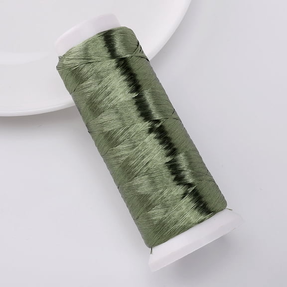 Xiao Hua Polyester Velvet Embroidery Thread -1 Roll, 1312.34Yd Long, Dark Green, Used For Hand Embroidery, Bead Thread, And Various Diy Crafts Decorative Stitching