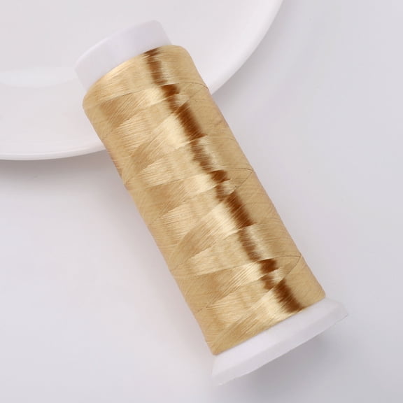 Xiao Hua Polyester Velvet Embroidery Thread -1 Roll, 1312.34Yd Long, Gold, Used For Hand Embroidery, Bead Thread, And Various Diy Crafts Decorative Stitching