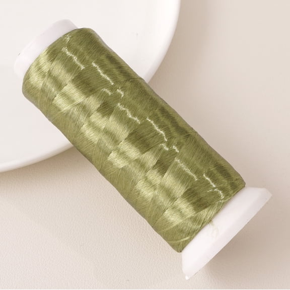 Xiao Hua Polyester Velvet Embroidery Thread -1 Roll, 1312.34Yd Long, Used For Hand Embroidery, Bead Thread, And Various Diy Crafts Decorative Stitching, Green