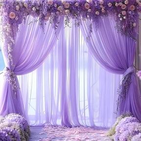 Xiao Hua Purple Chiffon Background Cloth -1 Piece, 62.99 × 39.37 Inches, Wedding Arch Hanging Pendant Design, Wedding And Party Background Decoration Supplies
