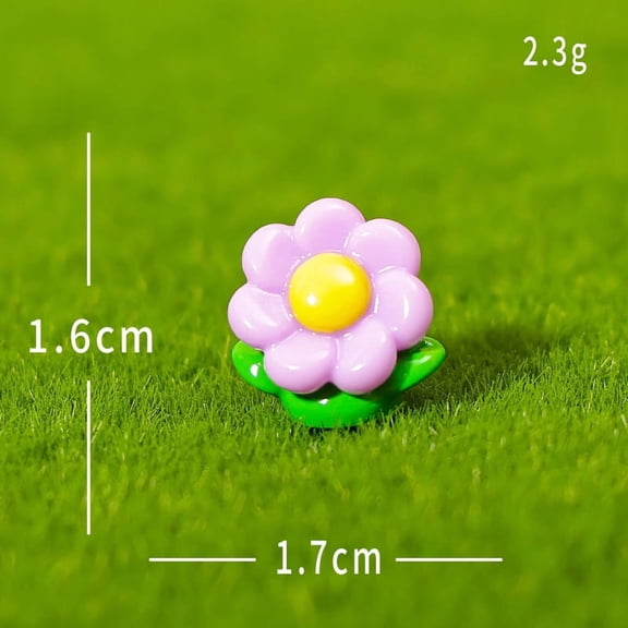 Xiao Hua Purple Mini Artificial Flowers - 20 Pieces, 0.67 0.53 Inches, Hand-Painted Micro Landscape Resin Flowers, DIY Mini Garden Craft Decorations, Flower Pots Not Included