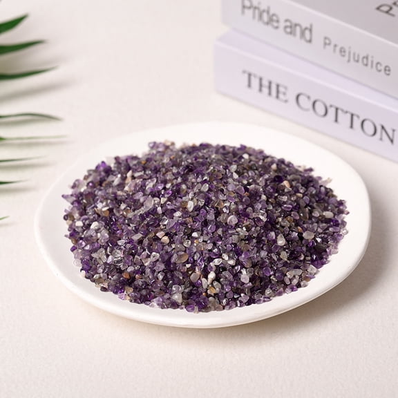 Xiao Hua Purple Natural Crystal Crushed Stone 500g, 3-5mm, Small Polished Bulk Decorative Stone, Spiritual Energy Enhancing Crystal, Potted Plant And Vase Filling Decorative Stone