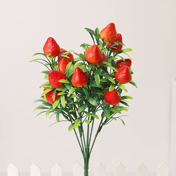 Xiao Hua Realistic Fruit Simulation Strawberry Tree with Green Leaf Branches, Home Decoration, 1 piece, Simulated Strawberry
