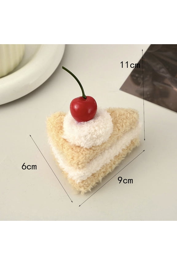 Realistic Plush DIY Accessories 5PCS Yellow, 3.54 * 2.36 * 4.33 inches, Simulation Plush Cake Cut Keychain Accessories, Bag Pendant, Wallet Keychain Decorative Accessories