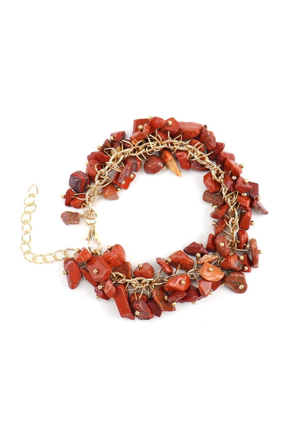 Red Crushed Stone Bead Bracelet -1 piece, 8.66 inches long, irregular natural crystal stone bracelet, daily energy balance meditation wearing bracelet