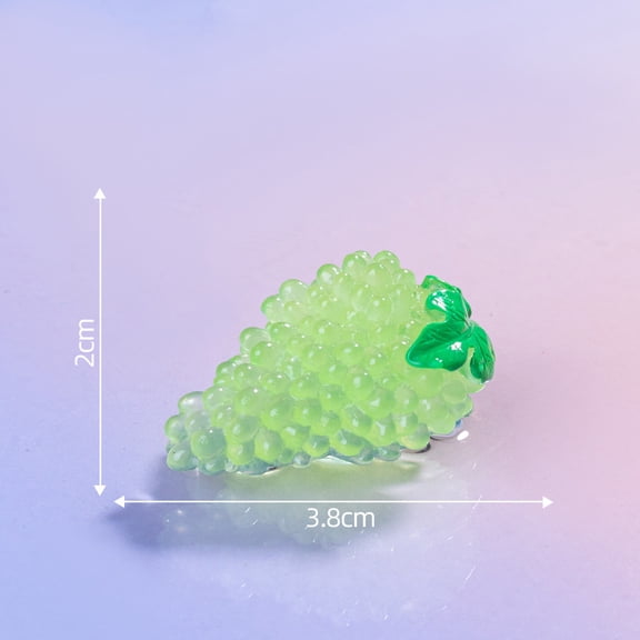 Xiao Hua Resin Fruit And Vegetable Ornaments - 12 Pieces, 1.5 * 0.79 Inches, Luminous Mini Green Grape Model, Hand Drawn Realistic Details, Micro Landscape Toy House Kitchen Decoration Props