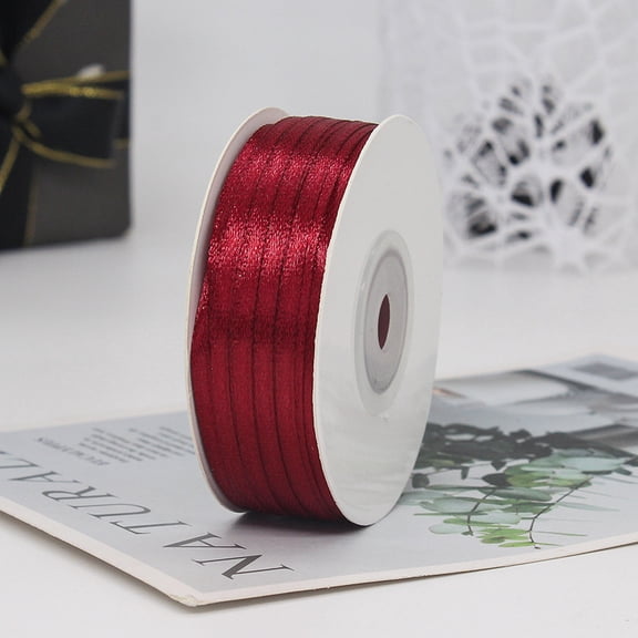 Xiao Hua Ribbon Roll -1 piece Wine red 0.12 inch wide, 91 meter long craft ribbon set, used for gift wrapping, bookmark ribbons, party decorations, and hair accessory making ribbons