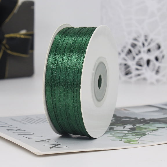 Xiao Hua Ribbon Roll -1 piece dark green 0.12 inch wide, 91 meter long craft ribbon set, used for gift wrapping, bookmark ribbons, party decorations, and hair accessory making ribbons