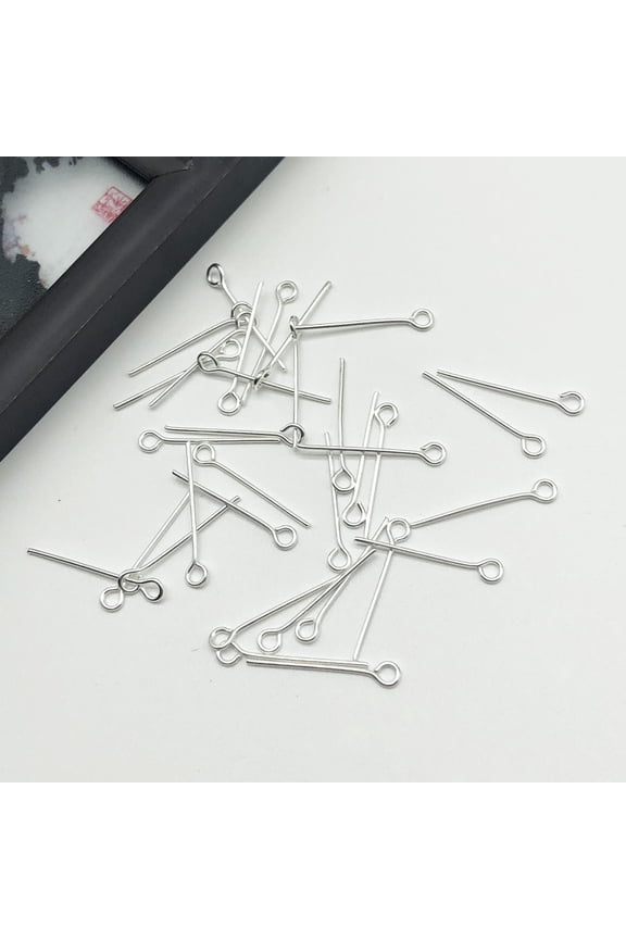 Silver Pin 200PCS-1.77*0.02 inch Jewelry Making, Handmade End Ring Design Earring Pendant Accessory, Reusable Homemade Bracelet Pendant Connector Craft Pin