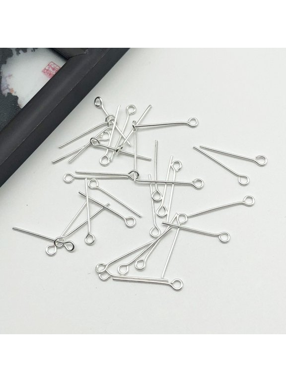 Silver Pin 200PCS-2 * 0.02 inch Jewelry Making, Handmade End Ring Design Earring Pendant Accessory, Reusable Homemade Bracelet Pendant Connector Craft Pin