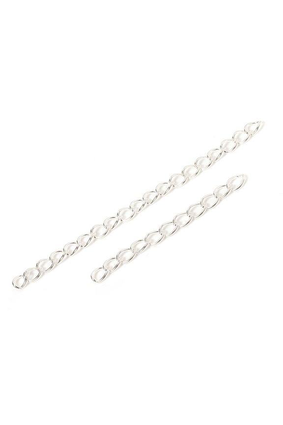 Silvery Tail Chain Extension Chain 100PCS-2.76*0.14 inch Adjustable Length Jewelry Extension Chain, Layered Necklace Extension Device, DIY Making of Extension Chain