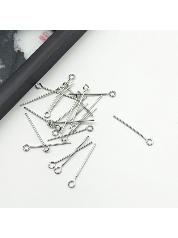 Steel color Pin 200PCS-0.79*0.03 inch Jewelry Making, Handmade End Ring Design Earring Pendant Accessory, Reusable Homemade Bracelet Pendant Connector Craft Pin