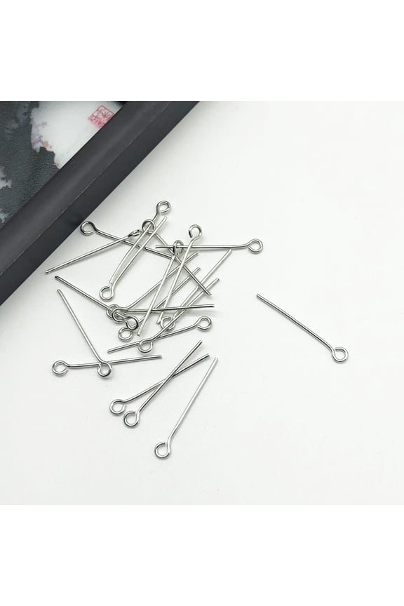 Steel color Pin 200PCS-1.77*0.02 inch Jewelry Making, Handmade End Ring Design Earring Pendant Accessory, Reusable Homemade Bracelet Pendant Connector Craft Pin