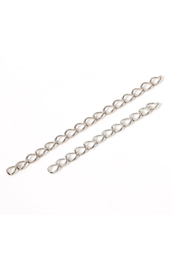 Steel color Tail Chain Extension Chain 100PCS-2.76*0.14 inch Adjustable Length Jewelry Extension Chain, Layered Necklace Extension Device, DIY Making of Extension Chain